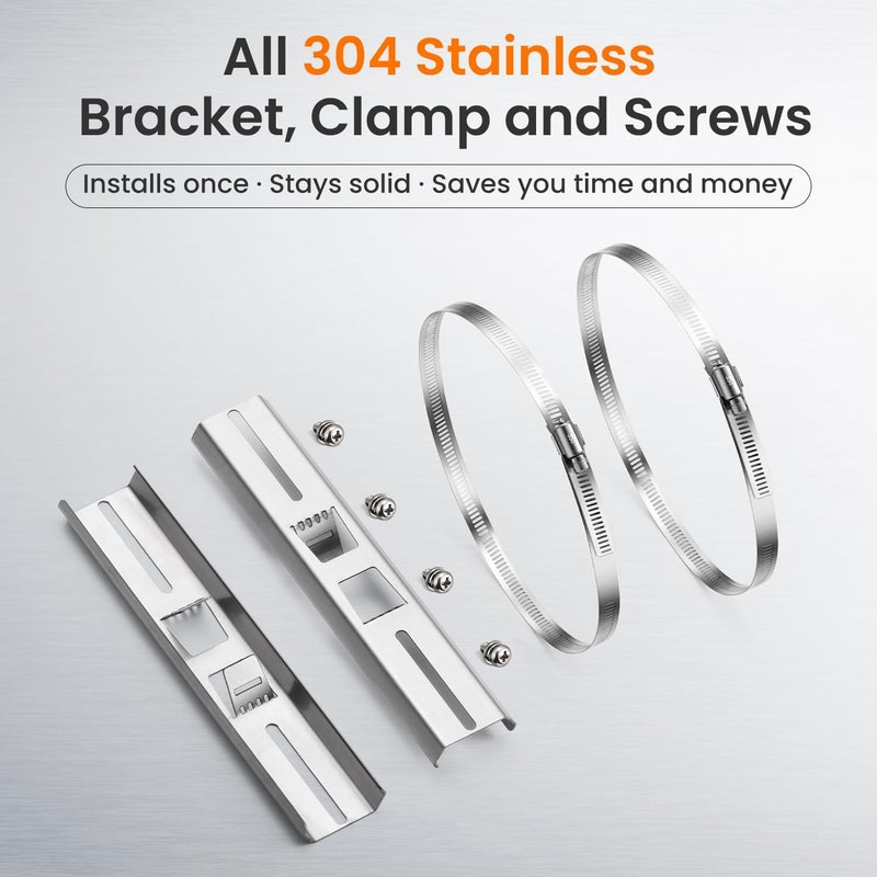 QILIPSU Pole Mounting Kits, 304 Stainless Steel 9.8" x 1.9" Brackets with Adjustable 2–8 Inch Clamps for Electrical Boxes, Devices, and Outdoor Applications - Image 2